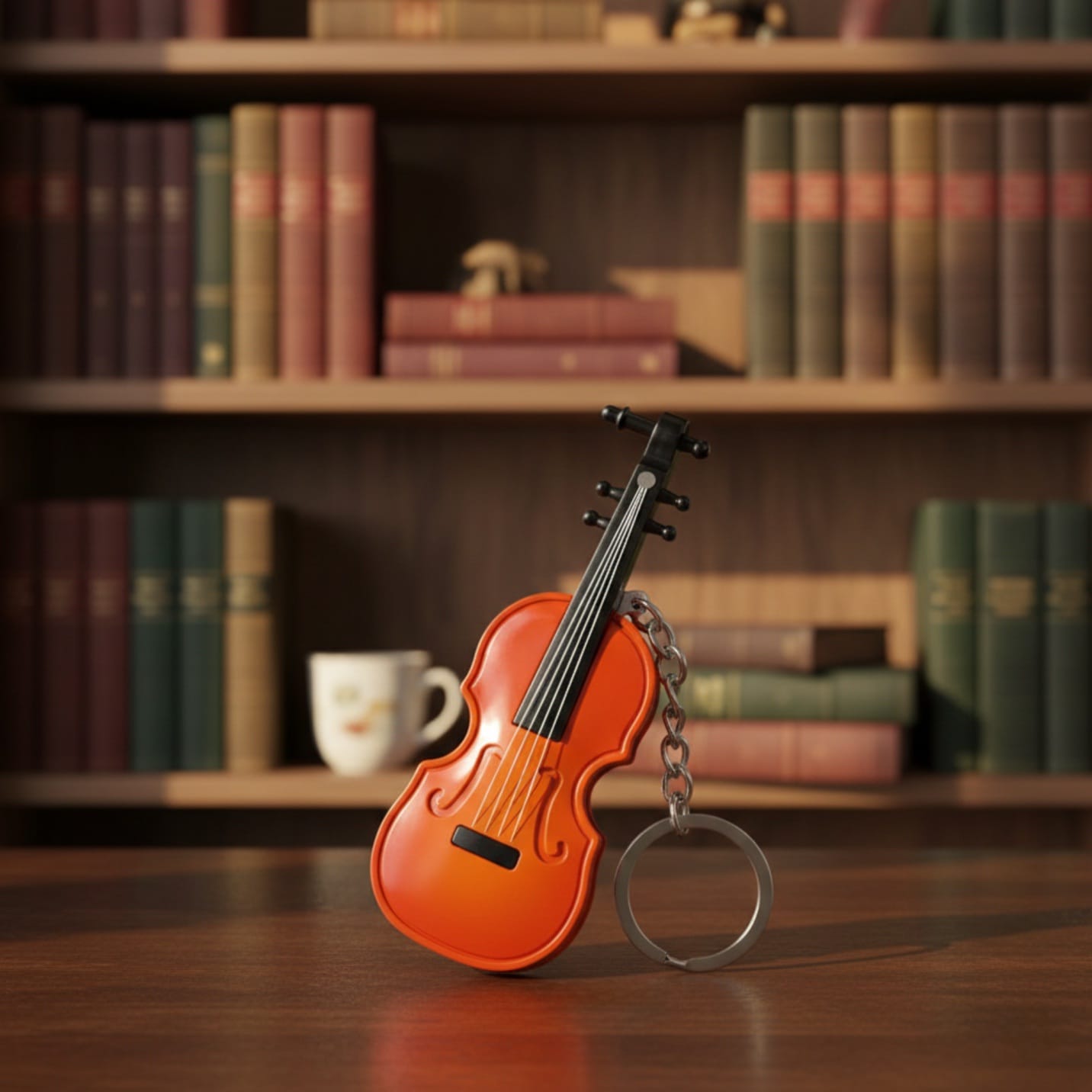 Violin Shaped Metal Keychain Gas Lighter